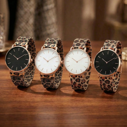 Ultra-thin Fashion Women's Watches Luxury Leopard Pattern Mesh Band Ladies Quartz Wristwatches Minimalist Female Clock Reloj