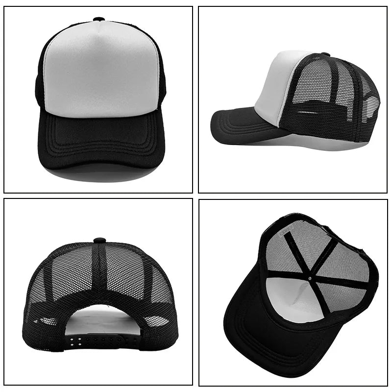 Sponge Mesh Baseball Cap - Unisex Solid Color Trucker Hat Adjustable UV Protection Fashion Breathable Snapback Sun Hat