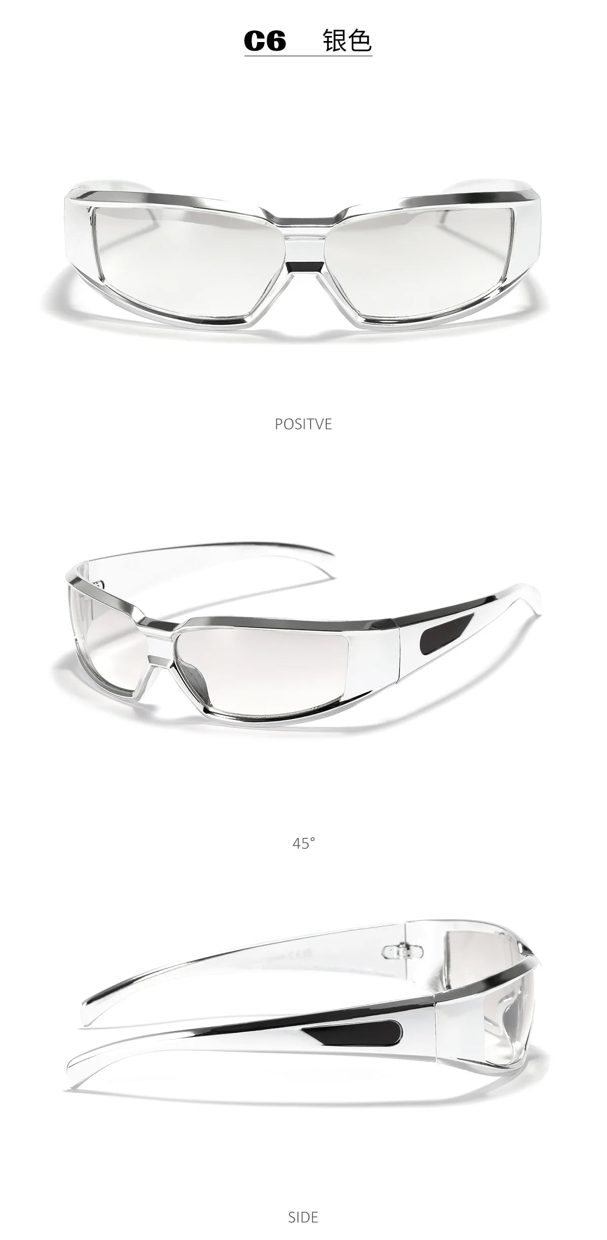 KLASSNUM Ochelari pentru femei Y2k Ochelari de soare la modă pentru bărbați, cu un design futurist și tehnologic Ochelari de soare argintii și roz pentru fete, cu protecție UV400