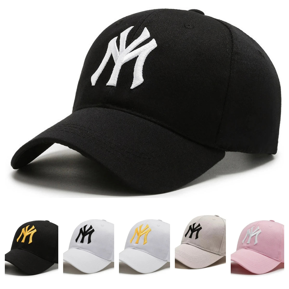 Vintage NY Logo Embroidery Baseball Cap, Casual Cotton Adjustable Dad Hat, Streetwear Hip Hop Sun Hat for Men Women Daily
