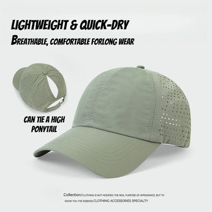 1pc Quick Drying Tongue Baseball Caps for Women Summer Protection Breathable Mesh Breathable Cap Stylish Adjustable Ponytail Hat