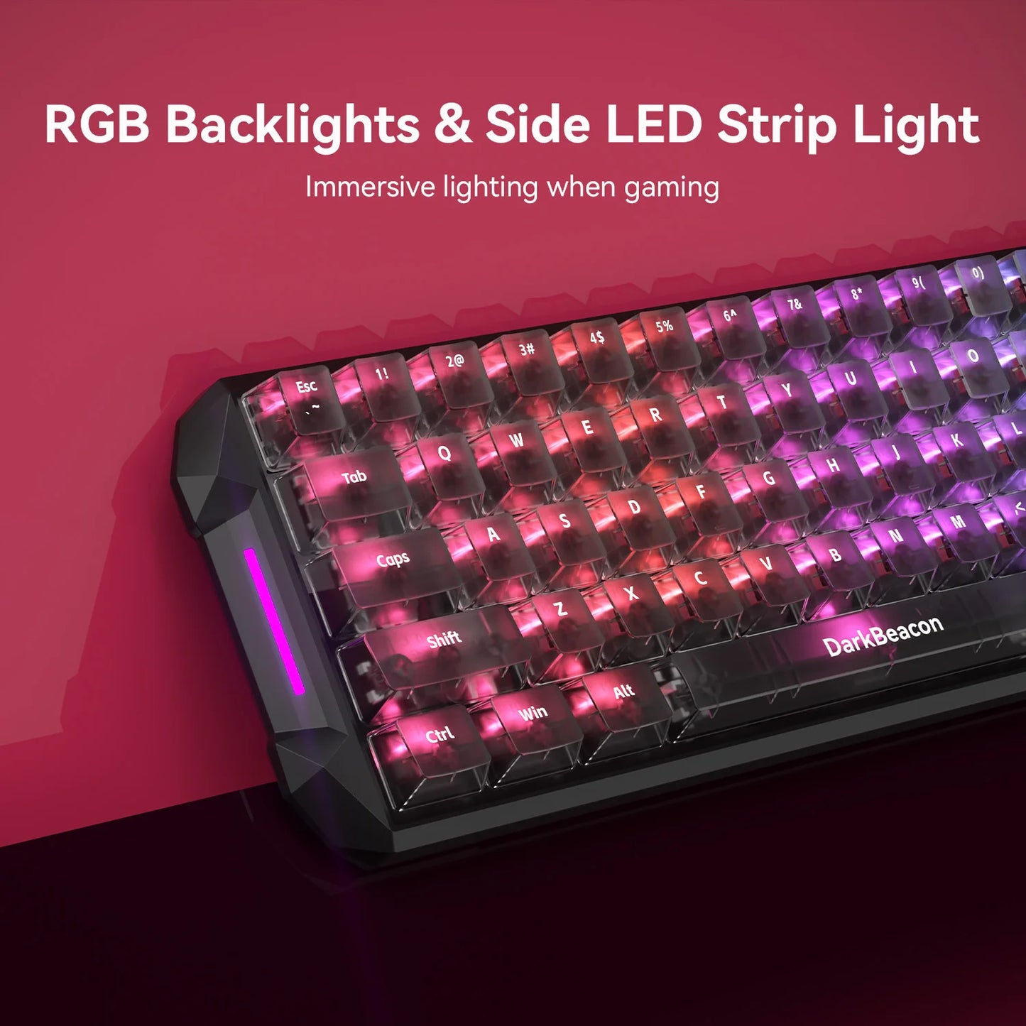 Teclado Gaming Mecânico DarkBeacon Flux 68 HE com Switches Magnéticos Hot Swappable, USB-C com Fio, RGB, Layout 65%