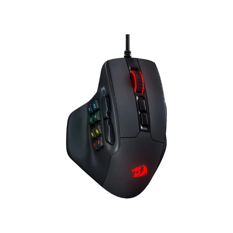 Rato Gaming MMO Redragon M811 Aatrox, rato gamer RGB com fios e 15 botões programáveis, com construção ergonómica para uma pega natural