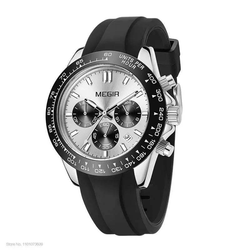 Relógio de homem MEGIR, marca de luxo, relógio desportivo de quartzo, bracelete em aço inoxidável, resistente à água, cronógrafo, relógio de pulso
