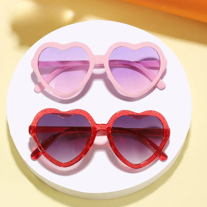 Ochelari de soare eleganți pentru copii, roz trandafiriu, cu inimioare, protecție UV400, ramă reglabilă, pentru băieți, fete, bebeluși și copii mici de 0-12 ani