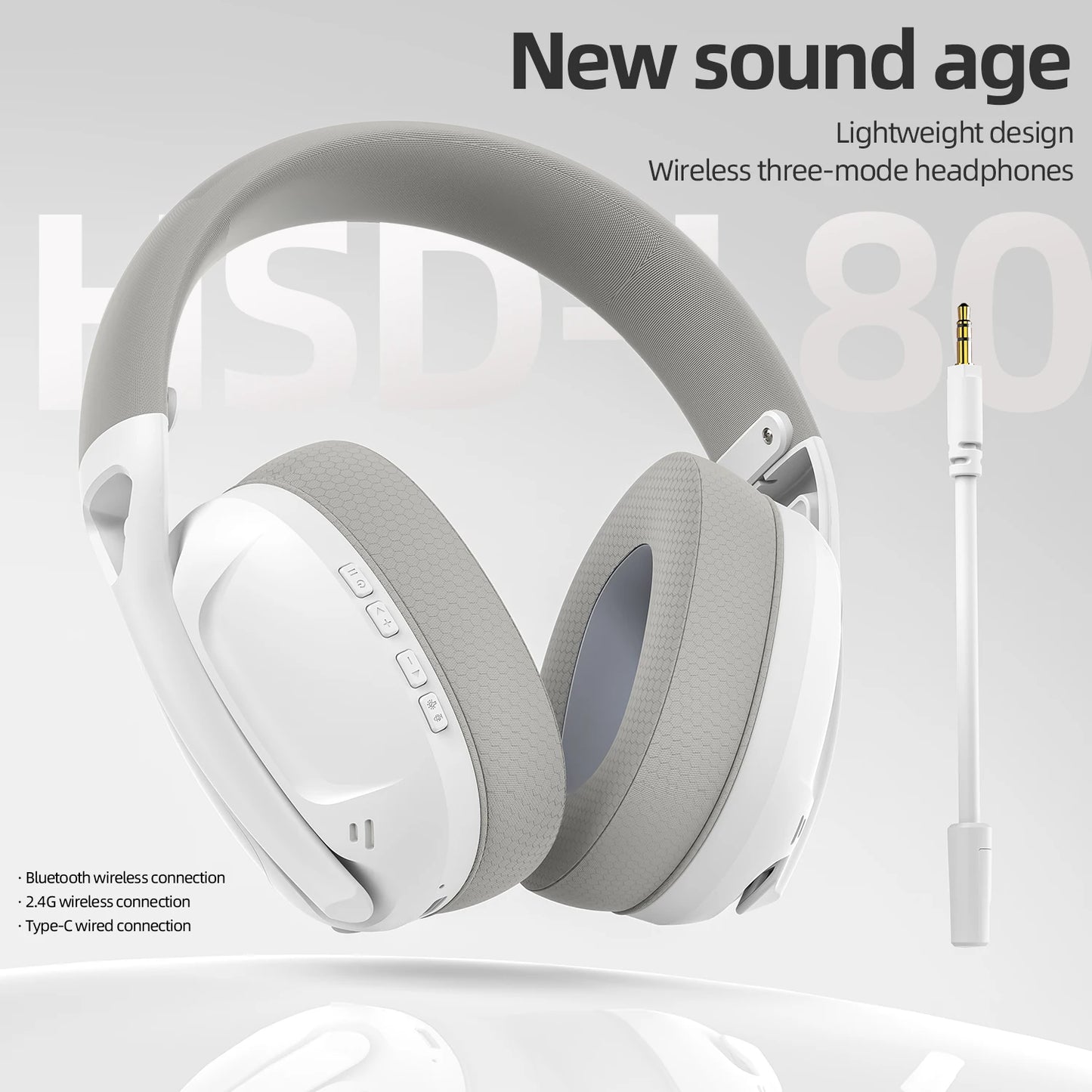 SMAILWOLF L80 Wireless Gaming Headset – Bluetooth 5.0 & 2.4GHz Triple-Mode Headphones with Microphone for PC, Laptop & Mobile Gaming