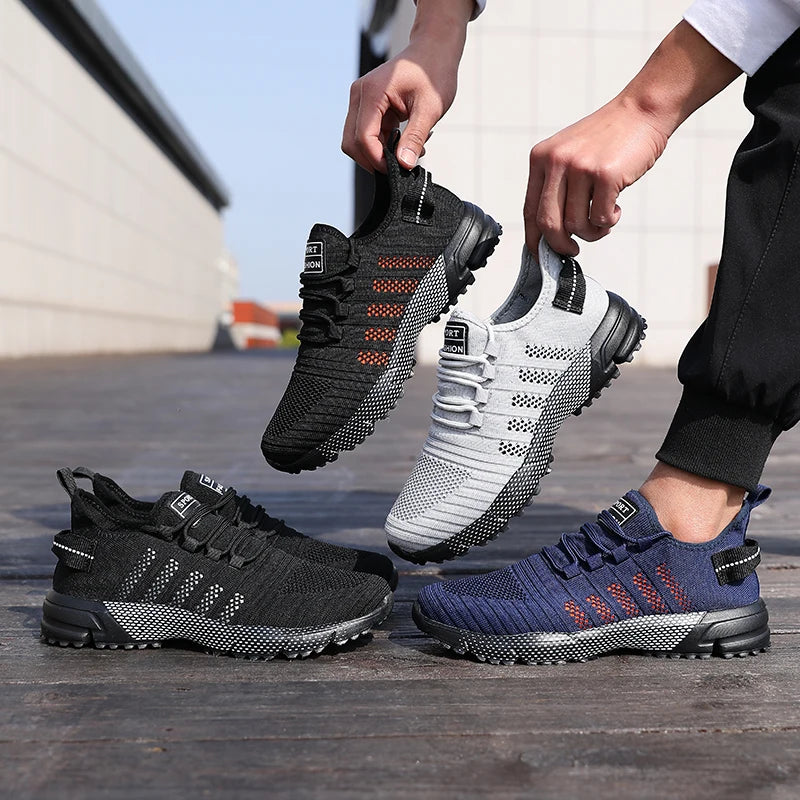 Sapatilhas casuais para homem em malha, leves, respiráveis, com sola macia, estilo running, slip-on, flats e loafers, calçado de treino Zapatos Hombre