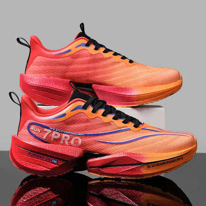 New Men's Carbon Plate Sneakers, Outdoor Soft Sole Mesh Sports Shoes, Running Shoes, Lightweight, Anti-Slip, Casual Couple Tennis Shoes