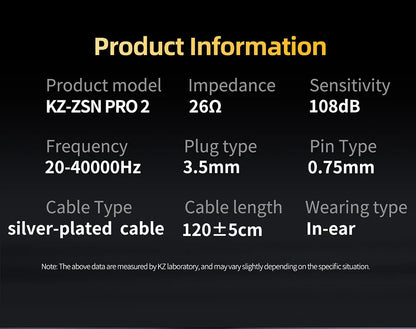 Cuffie cablate in-ear KZ ZSN Pro 2 Hybrid – Auricolari 1BA+1DD HiFi con bassi, cancellazione del rumore e microfono