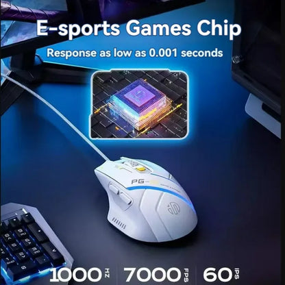 Inphic Pg1 Wired Gaming Mouse, RGB Light Emitting, Macro Programming, 12800 DPI, 6 Keys, Computer Mouse, 1000Hz Polling Rate
