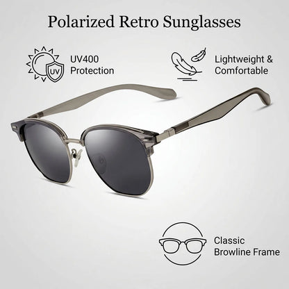 Ochelari de soare polarizați pentru bărbați, lentile semi-fără ramă, ochelari de soare vintage retro pentru femei, ochelari de soare la modă pentru vacanță, Gafas De Sol Hombre