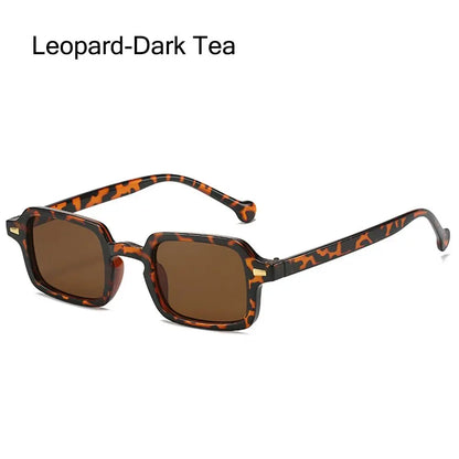 Ochelari de soare Fashion Square pentru femei, model nou retro cu nituri decorative; ochelari de soare pentru bărbați, model leopard albastru, cu lentile degradate, protecție UV400