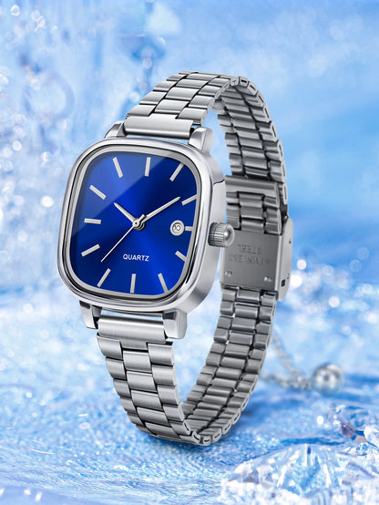 Elegant and fashionable women's watch brand, luxury quartz watch, stainless steel calendar face, couple's women's style