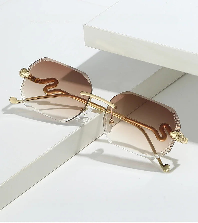 Ochelari de soare decorativi din metal, în formă de șarpe – ramă neregulată unisex, protecție UV, ochelari de soare
