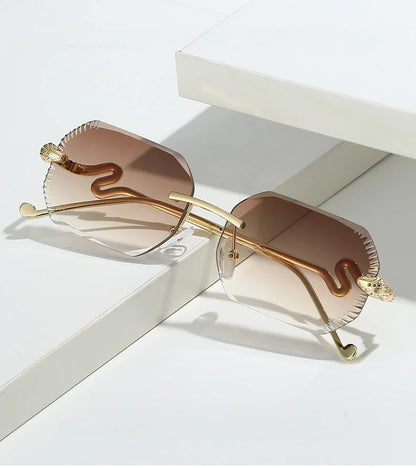 Ochelari de soare decorativi din metal, în formă de șarpe – ramă neregulată unisex, protecție UV, ochelari de soare