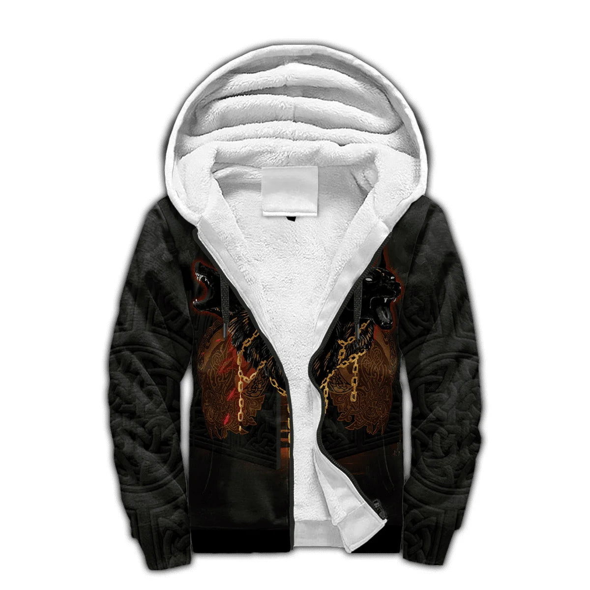 Mjolnir Odin Raven Wolf Tattoo 3D Printed Men's Winter Thicker Zip Hoodie Unisex Casual Hooded Tracksuit Warm Fleece Jacket KD16