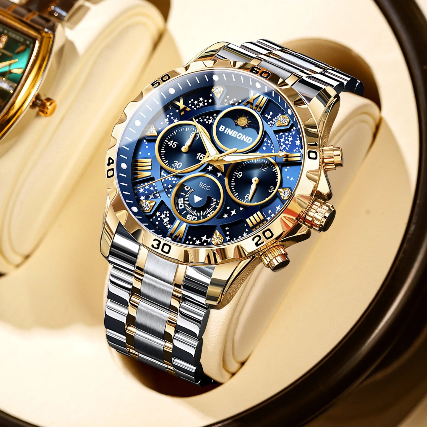 Chronograph Luxury Brand Stylish Men Luminous Wrist Watches For Male Clock Stainless Steel Band Men Business Quartz Watches