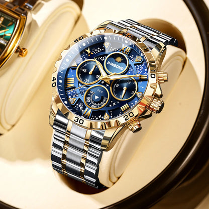 Chronograph Luxury Brand Stylish Men Luminous Wrist Watches For Male Clock Stainless Steel Band Men Business Quartz Watches