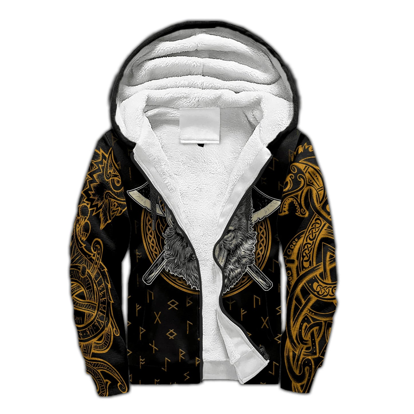 Mjolnir Odin Raven Wolf Tattoo 3D Printed Men's Winter Thicker Zip Hoodie Unisex Casual Hooded Tracksuit Warm Fleece Jacket KD16