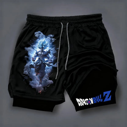 2026 Summer Dragon Ball  Goku Wolf Samurai 2-in-1 Gym Shorts 100% Cotton Oversized Fitness Retro Streetwear Unisex  Adults Kids