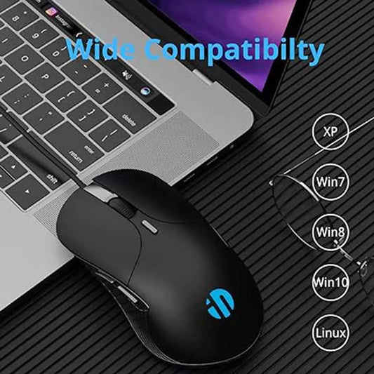 INPHIC B2 USB Wired Mouse 7200 DPI Gaming Mouse with 6 Programmable Buttons, Silent Click, Optical Tracking for PC & Laptop