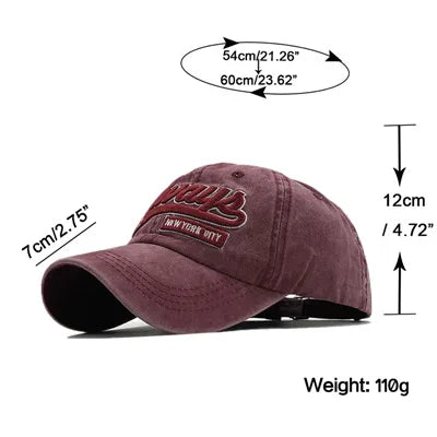 100% Cotton Washed 3D Embroidered Letter Baseball Cap, Casual Streetwear Hat