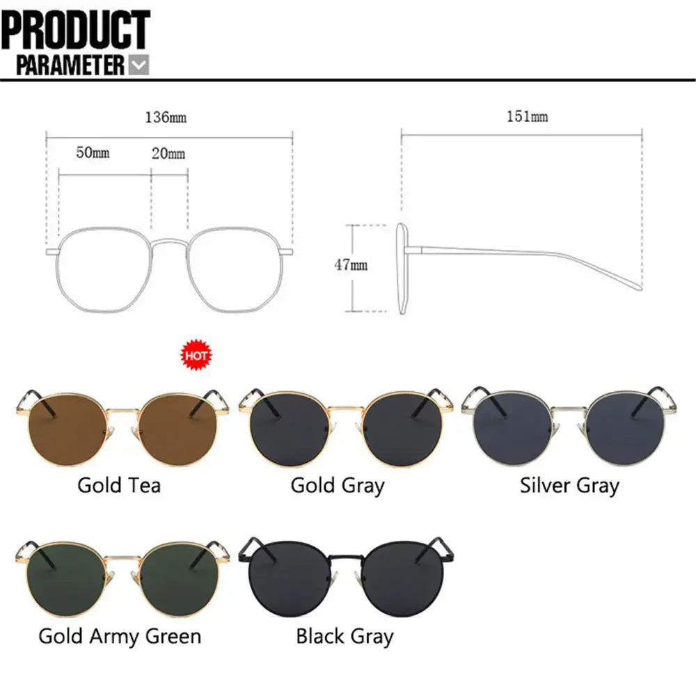 Ochelari de soare la modă pentru femei și bărbați, ochelari de soare rotunzi, ochelari pentru femei cu ramă metalică, ochelari de pescuit pentru bărbați, ochelari Hip Hop cu ramă metalică, ochelari de soare UV400