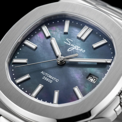 Orologio da uomo Sugess automatico meccanico, movimento Miyota 9015, quadrante MOP, luminoso, impermeabile 5bar, bracciale di lusso S466