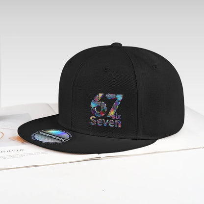 Cool Laser-Printed “67” Digital Print Hip-Hop Flat-Brim Cap – Adjustable Hip-Hop Outdoor Casual Unisex Baseball Cap