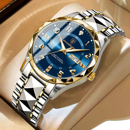 Relógio de homem POEDAGAR Fashion Luxury, estanque, luminoso, de quartzo, bracelete em aço inoxidável, data e dia da semana, estilo descontraído.