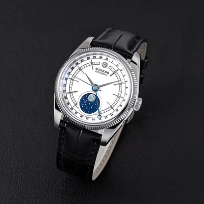 Sugess 40mm Watch of Men Moonphase Automatic ST2108 Movement Sapphire Crystal Mechanical Wristwatches Waterproof Date 2024 New