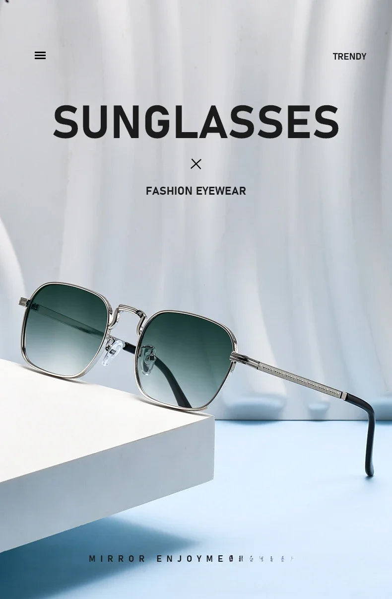 Ochelari de soare metalici, pătrați și ovali, la modă, retro, pentru bărbați și femei, personalizați, rezistenți la raze UV, ochelari de vedere de lux, design UV400