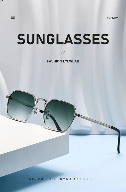 Ochelari de soare metalici, pătrați și ovali, la modă, retro, pentru bărbați și femei, personalizați, rezistenți la raze UV, ochelari de vedere de lux, design UV400