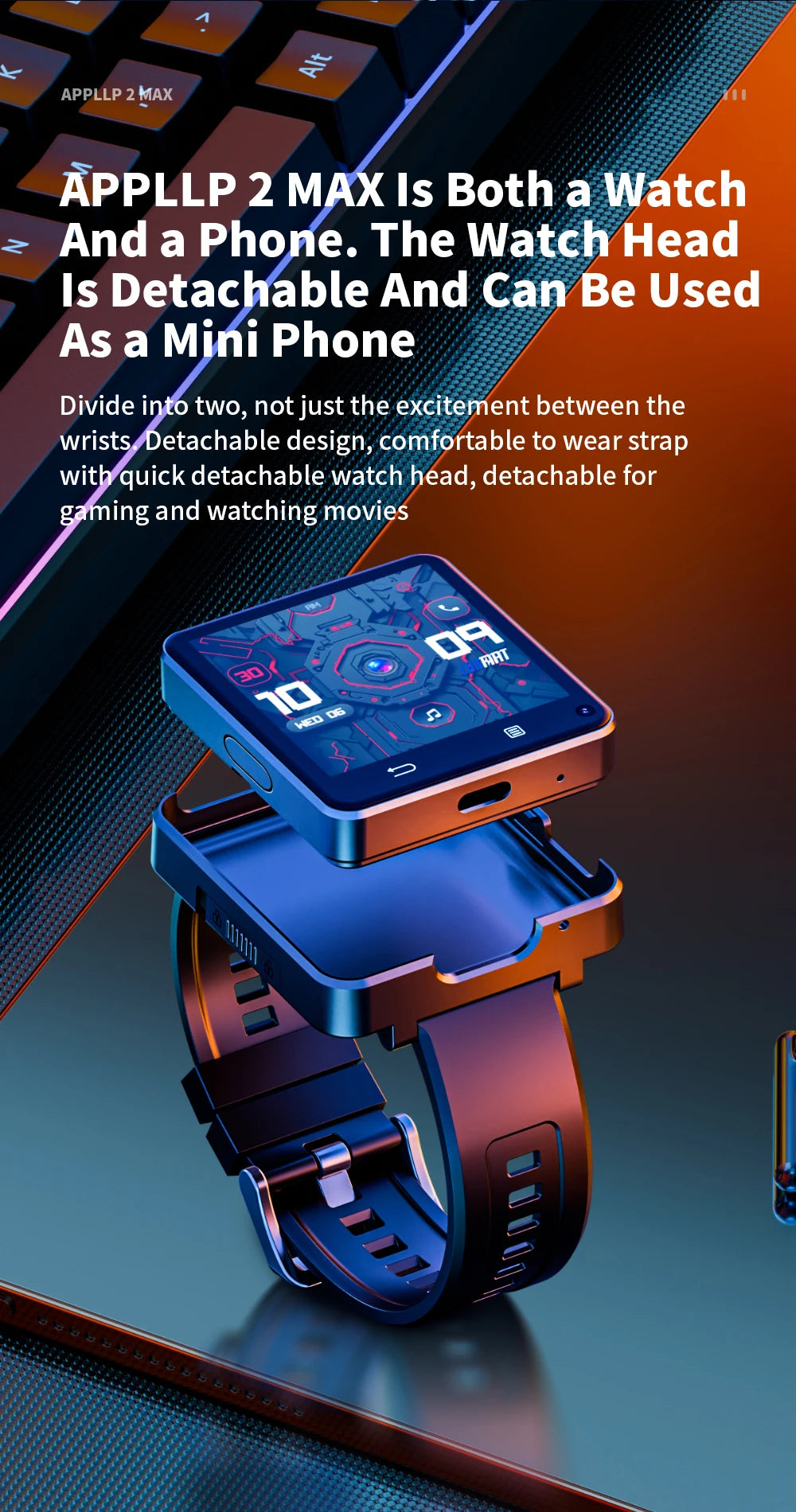 Domars Full Netcom Multi-language Smart Watch 2.64-inch Large Screen 1200mAh Large Battery Video Call APP Downloading