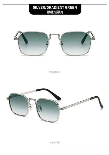 Ochelari de soare metalici, pătrați și ovali, la modă, retro, pentru bărbați și femei, personalizați, rezistenți la raze UV, ochelari de vedere de lux, design UV400