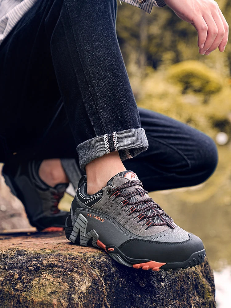 Outdoor Lover trekkingsko til mænd, vandtætte vandresko, bjergstøvler i ægte læder, Woodland jagt- og taktiske sko