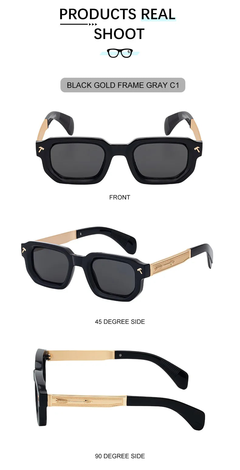Ochelari de soare polarizați, pătrați, în stil punk, pentru bărbați, de marcă de lux, clasici, dreptunghiulari, cu protecție UV400, pentru șofat, la modă, pentru activități în aer liber
