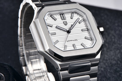2026 Neue PAGANI DESIGN quadratische Luxus-Quarzuhr für Herren, AR-Saphirglas, japanisches Uhrwerk, leuchtende Herrenuhr, vollständig aus 316L-Edelstahl