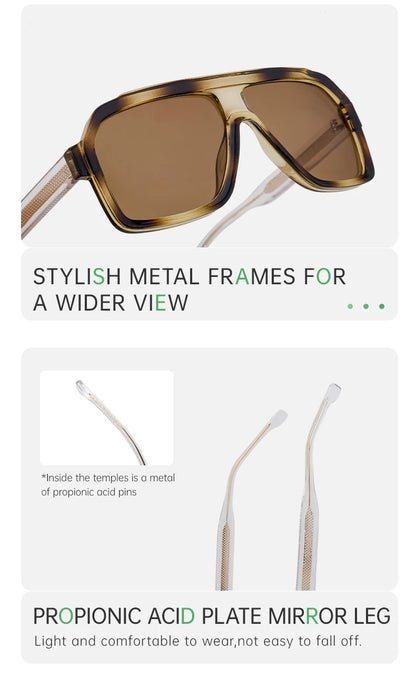 Ochelari de soare clasici, supradimensionați, pătrați, pentru bărbați, de lux, la modă, cu ramă metalică mare, ochelari de protecție, ochelari de soare eleganți pentru doamne