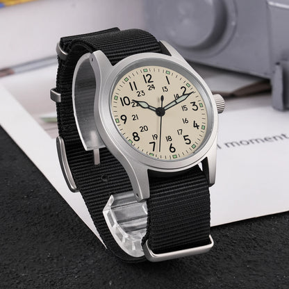 Militado ML05 Military Watch VH31 Sweep Movement Domed Sapphire Crystal Wristwatch High Clear AR Coating 38mm Vintage Watches