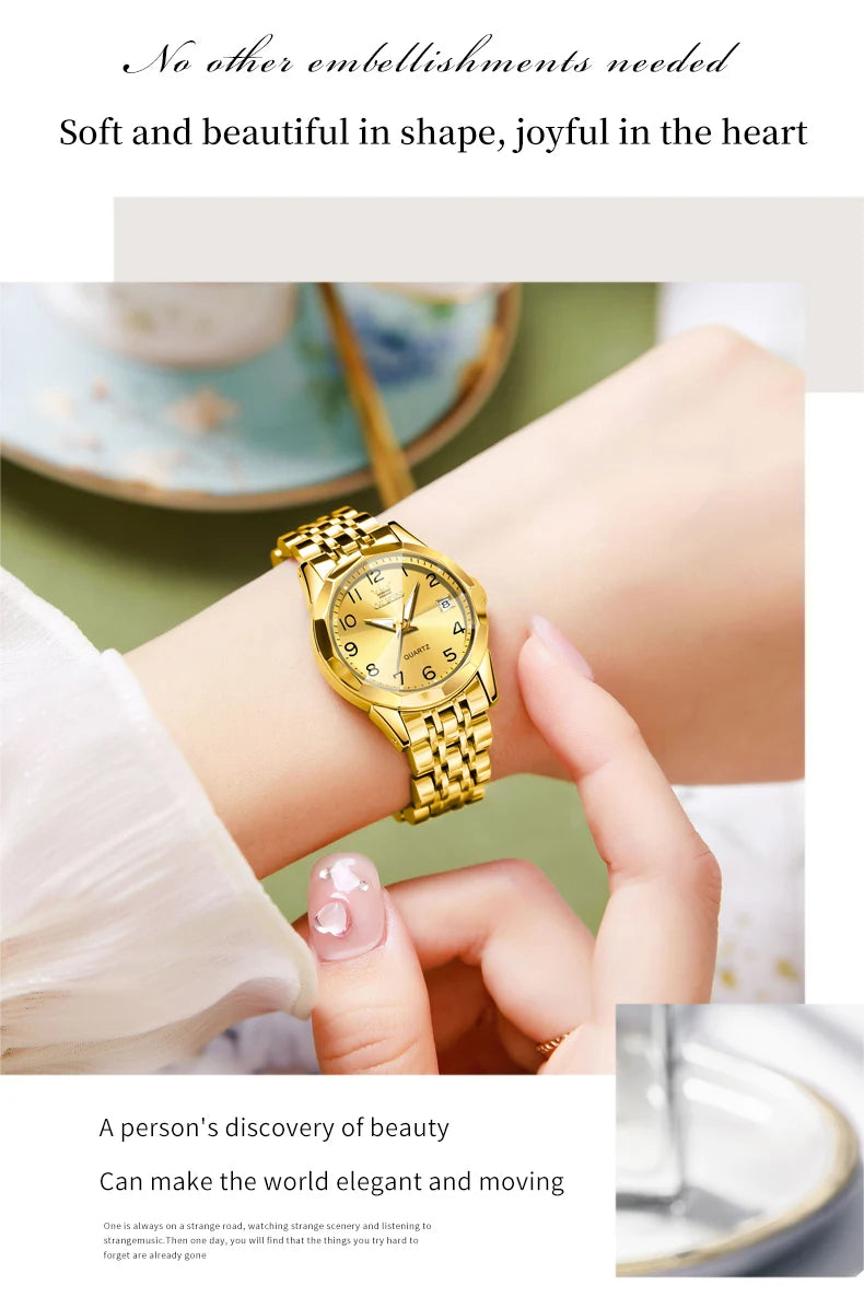 OLEVS 9970 Men Watch Original Brand Waterproof Luminous Quartz Watch Rhombus Mirror Stainless Steel Date-Day-Date Watch With Box