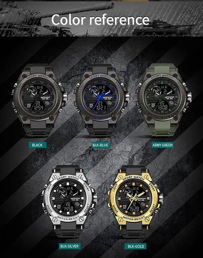 SANDA Top Luxury Watches Men Military Army Mens Watch Waterproof Sport Wristwatch Dual Display Watch Male Relogio Masculino