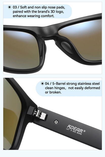 Ochelari de soare polarizați pentru bărbați KDEAM, mărime XXL, ochelari de protecție pentru sporturi în aer liber, lățime totală 155 mm, ochelari de soare extra mari