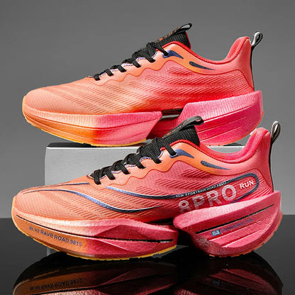 New Men's Carbon Plate Sneakers, Outdoor Soft Sole Mesh Sports Shoes, Running Shoes, Lightweight, Anti-Slip, Casual Couple Tennis Shoes