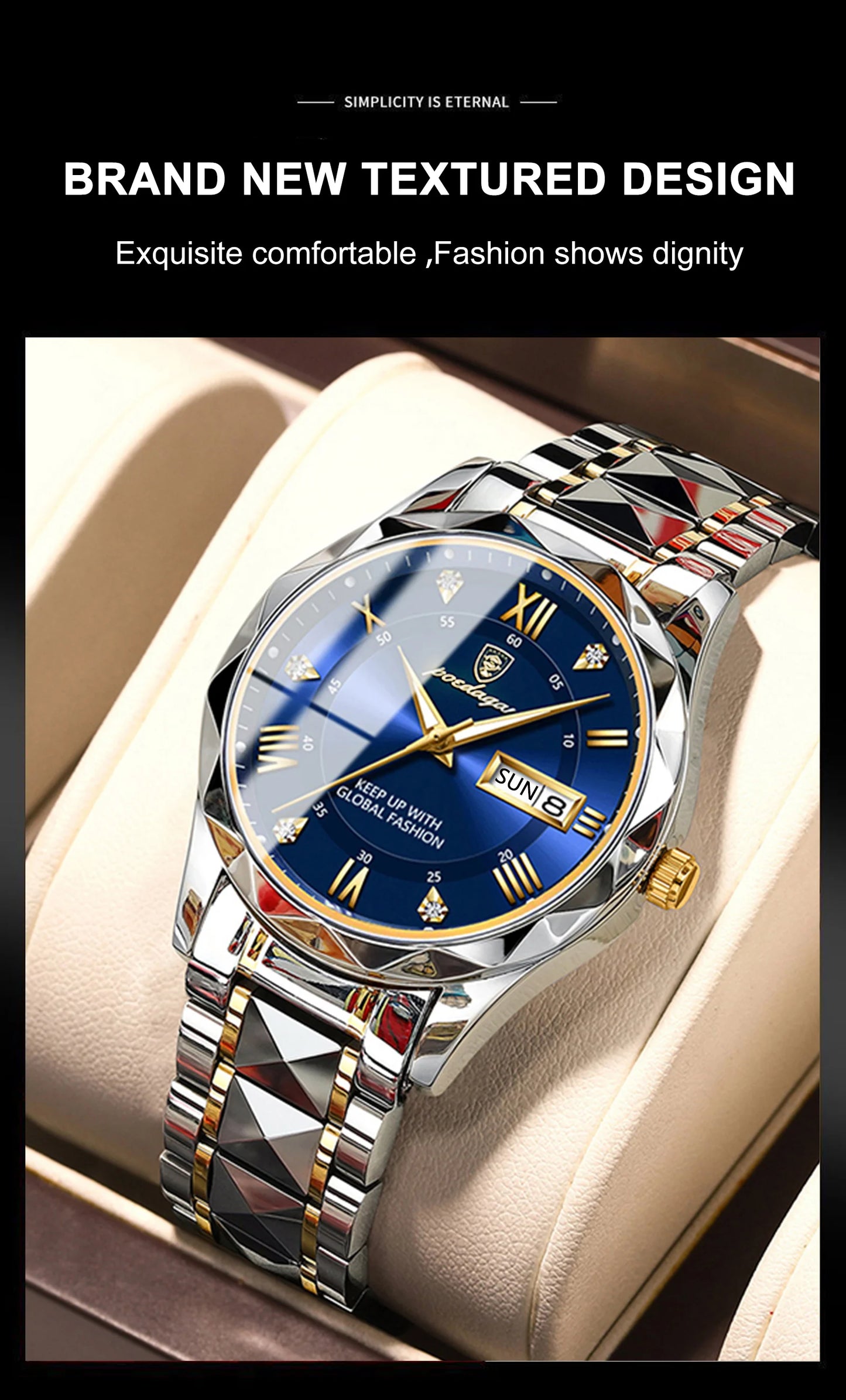 POEDAGAR Luxury Business Men's Watches Waterproof Stainless Steel Luminous Man Wristwatch Date Week Quartz Sport Men Watch Reloj