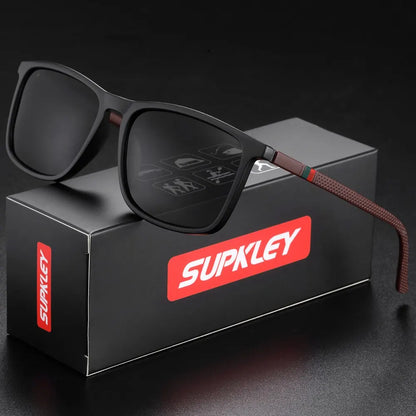 Ochelari de soare SUPKLEY pentru bărbați, polarizați, confortabili, cu ramă pătrată, accesoriu ușor pentru ochelari, cu original