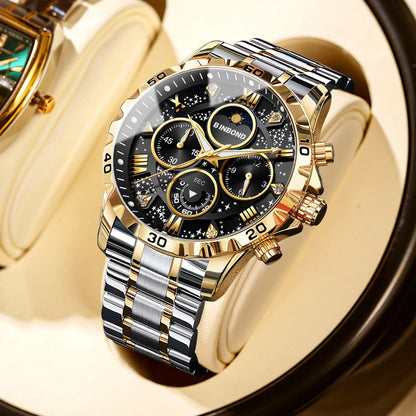 Chronograph Luxury Brand Stylish Men Luminous Wrist Watches For Male Clock Stainless Steel Band Men Business Quartz Watches