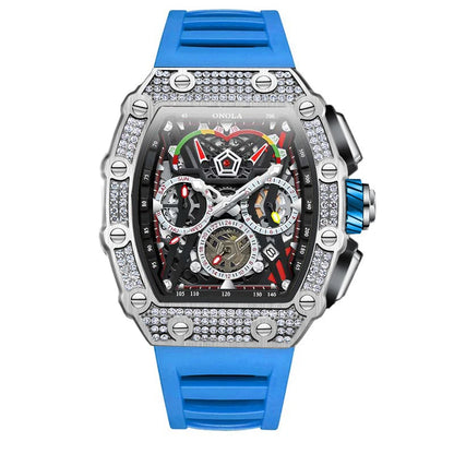 ONOLA Luxury Diamond Mechanical Wristwatches Fashion Sports Square Date Waterproof Automatic Man Watch Men Military Watch Clock