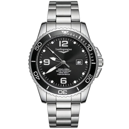 Men's Luxury Diving Quartz Watch, Classic Style, Waterproof, Luminous Calendar, Stainless Steel Strap, Business Casual Style, Men's Watch, High-Quality Gift, Gift for Men