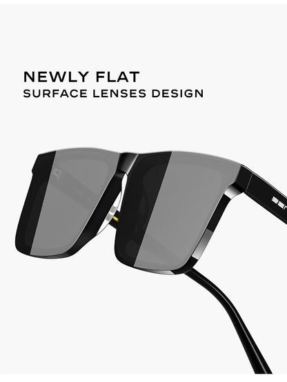 Ochelari de soare polarizați CAPONI din nailon, cu rame din acetat, design pătrat și plat, pentru bărbați, protecție UV400, lentile negre CP7499